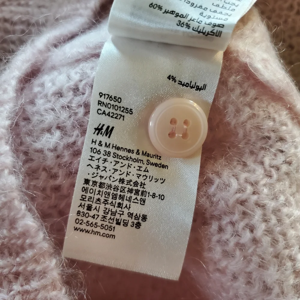 DIVIDED by H&M PINK MOHAIR CARDIGAN EUC SIZE 8 - Picture 13 of 16